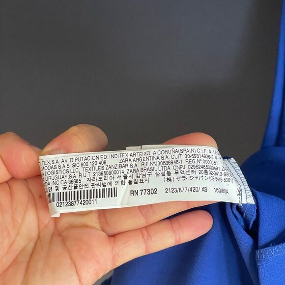 Zara Woman Cobalt Blue V-Neck Tailored Minidress, Size XS - Picture 5 of 10